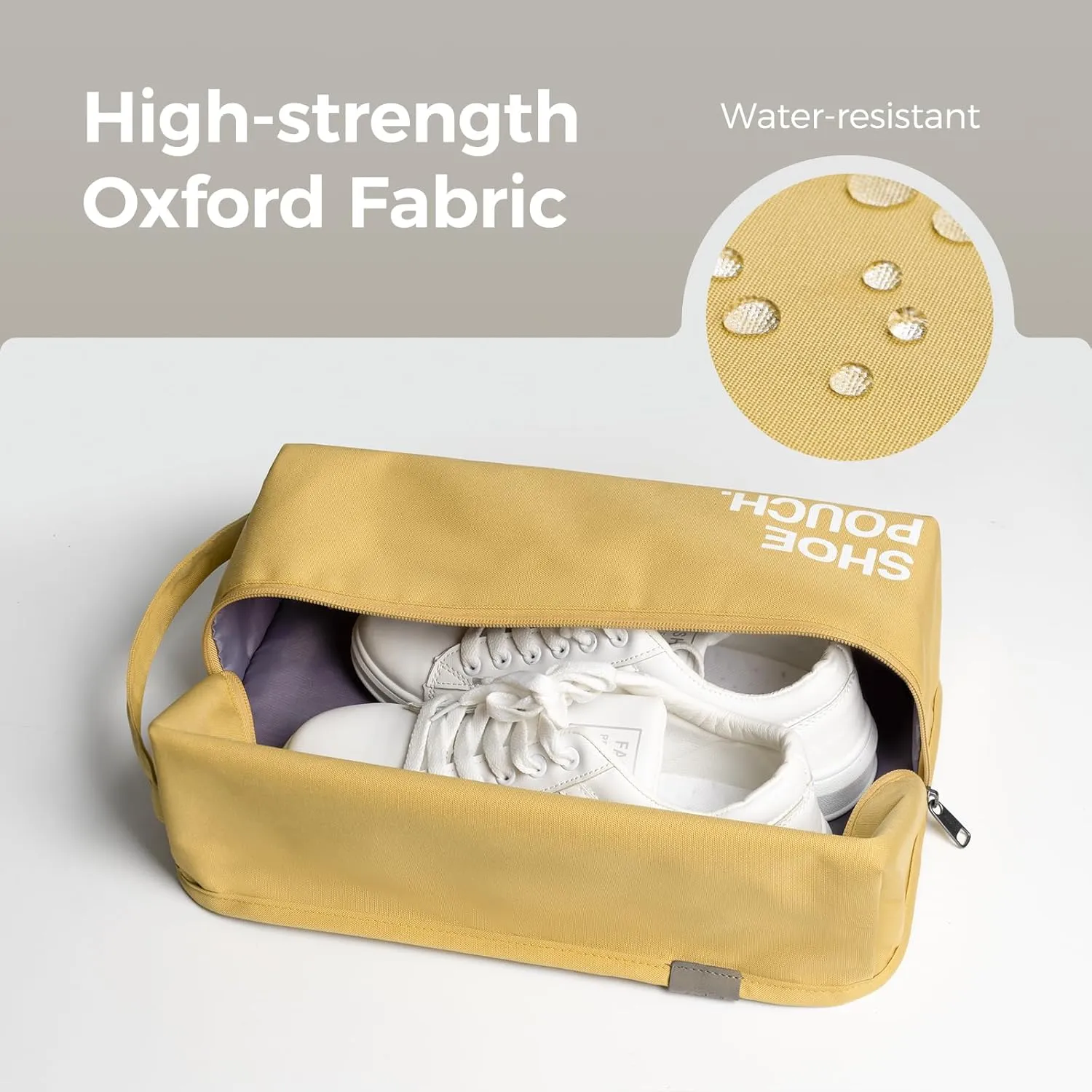 pack all Water-Resistant Shoe Bag for Travel, Stylish Shoe Pouch for Gym, Odor-Resistant Soccer Cleats Bag for Sport (Dark Yellow)