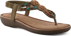 PATRIZIA Women's TYMEO Slip-on Thong Sandals - Beaded Straps, Faux Suede Footbed, Multicolored Design