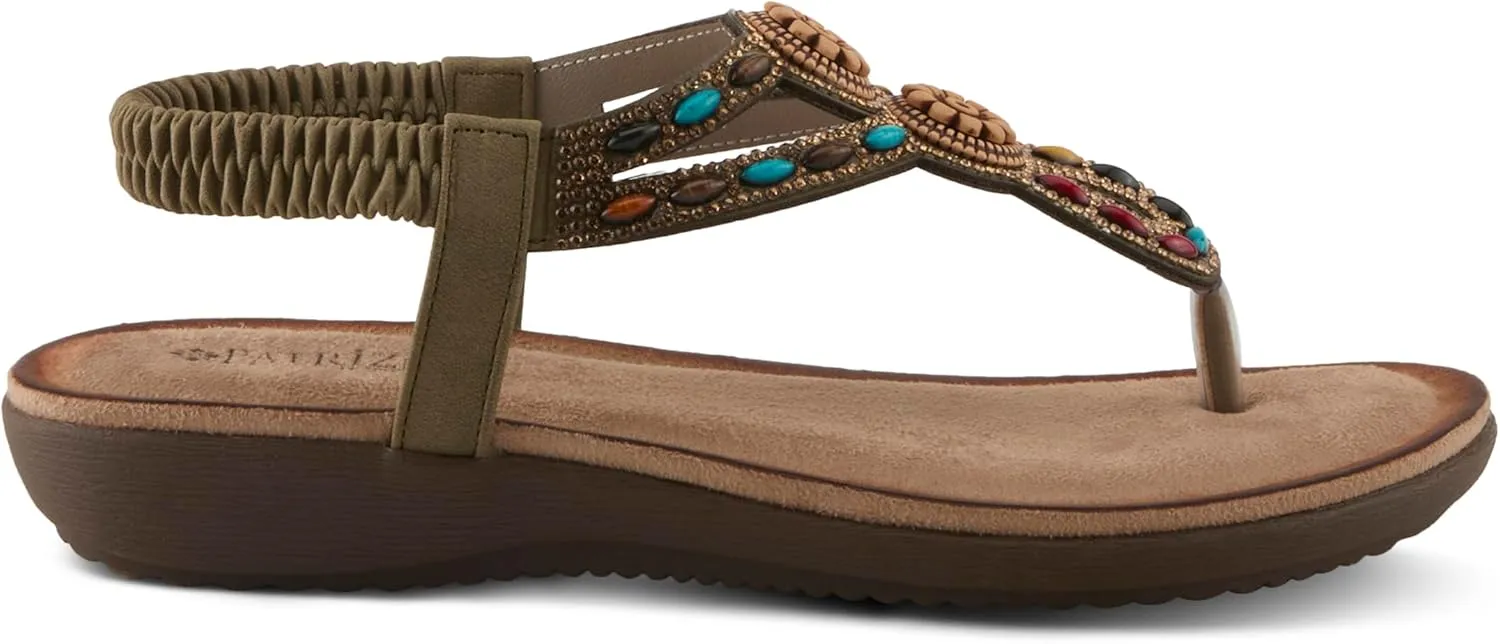 PATRIZIA Women's TYMEO Slip-on Thong Sandals - Beaded Straps, Faux Suede Footbed, Multicolored Design