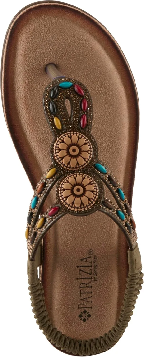 PATRIZIA Women's TYMEO Slip-on Thong Sandals - Beaded Straps, Faux Suede Footbed, Multicolored Design