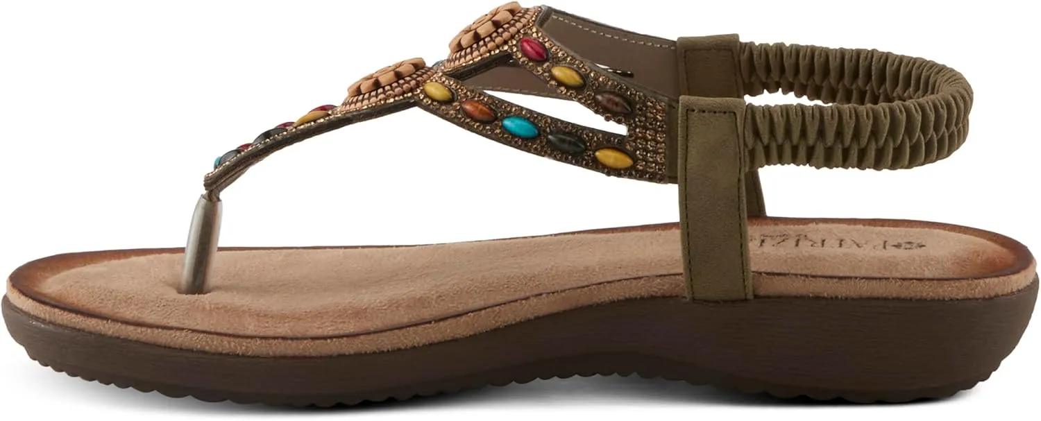 PATRIZIA Women's TYMEO Slip-on Thong Sandals - Beaded Straps, Faux Suede Footbed, Multicolored Design