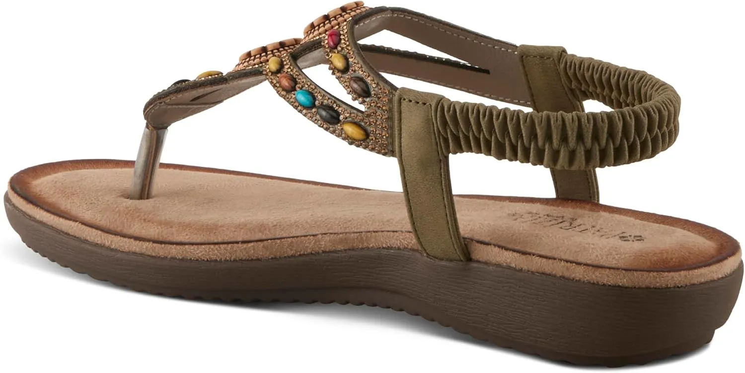 PATRIZIA Women's TYMEO Slip-on Thong Sandals - Beaded Straps, Faux Suede Footbed, Multicolored Design