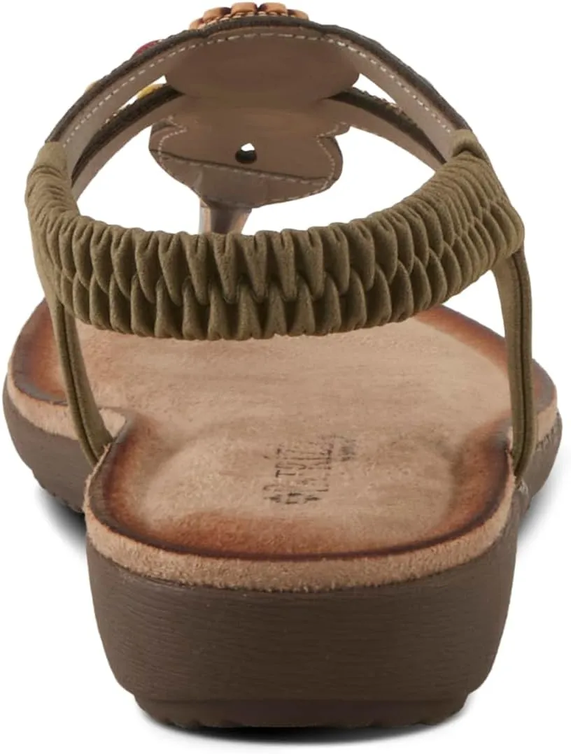 PATRIZIA Women's TYMEO Slip-on Thong Sandals - Beaded Straps, Faux Suede Footbed, Multicolored Design