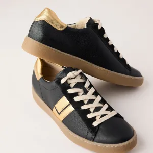 Paul Green Black Leather Retro Trainers