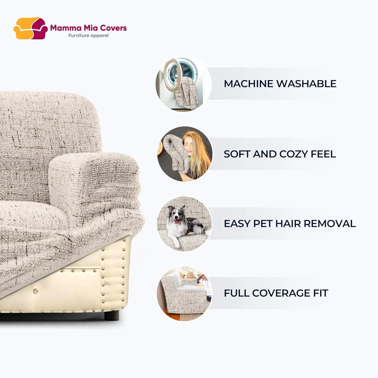 PAULATO BY GA.I.CO. Corner Sectional Couch Cover - Extra Large L-Shape Couch Slipcover - Washable Printed Sofa Covers - 1-Piece Form Fit Protector - Microfibra Print - Vittoria Grey (Corner Sofa)