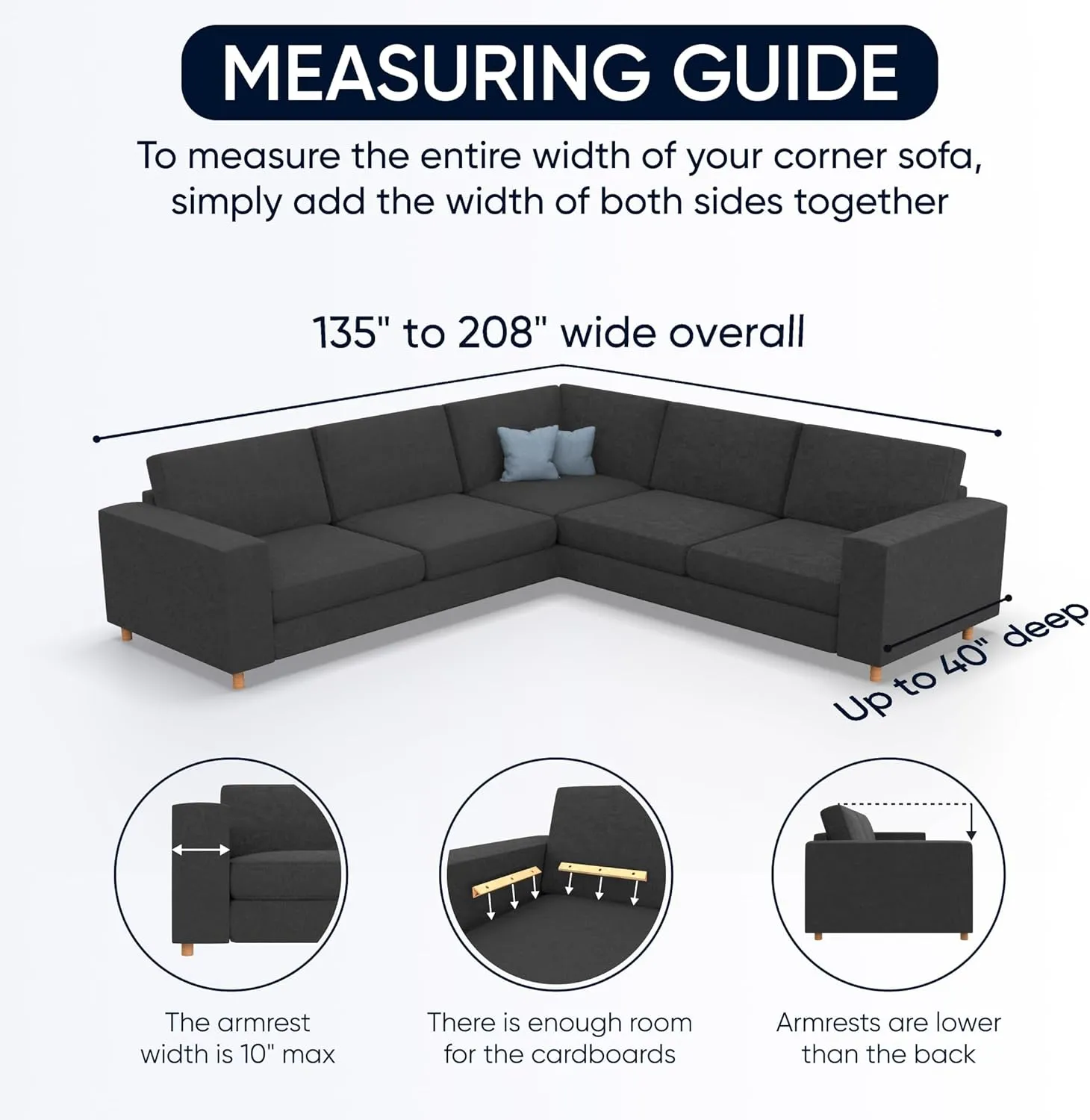 PAULATO BY GA.I.CO. Corner Sectional Couch Cover - Extra Large L-Shape Couch Slipcover - Washable Printed Sofa Covers - 1-Piece Form Fit Protector - Microfibra Print - Vittoria Grey (Corner Sofa)