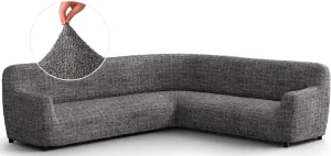 PAULATO BY GA.I.CO. Corner Sectional Couch Cover - Extra Large L-Shape Couch Slipcover - Washable Printed Sofa Covers - 1-Piece Form Fit Protector - Microfibra Print - Vittoria Grey (Corner Sofa)