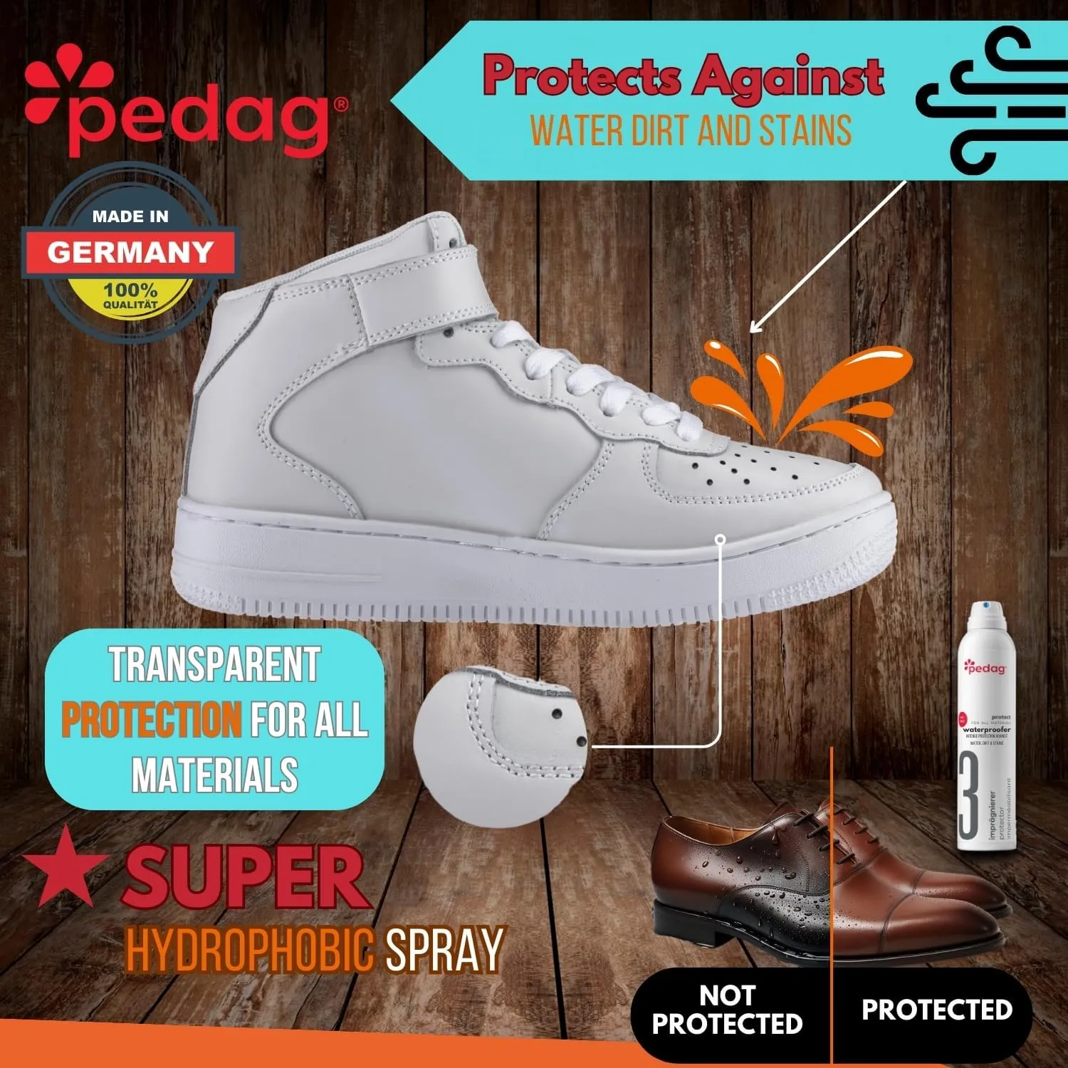 Pedag PFAS-Free Waterproofer | German Made | Heavy Duty Waterproof and Stain Repellent | Canvas & Fabric Spray Protector | Waterproofing Spray and Guard for Boots, Shoes, Tents, Hats, Jackets | 1 Can