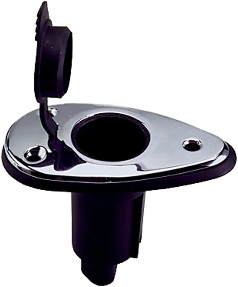 Perko 1048P00DP Chrome-Plated 2-Pin Plug-In Light Base with 5° Rake - 3.5" x 2" Base
