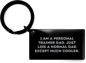 Personal Trainer Dad Cool Keychain Gifts for Birthday - Funny Inspirational Engraved Stainless Steel Key Tag for Fitness Enthusiasts, Unique Personalized Gifts from Dad