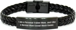 Personal Trainer Mom's Cool Interlaced Leather Bracelet, Gifts for Her, Christmas Unique Gifts from Friends, Family, Coworkers