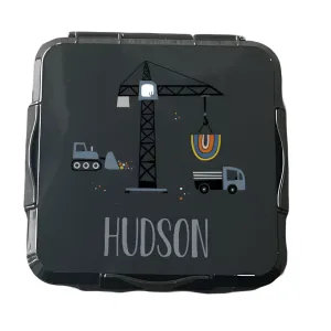 Personalised Black Lunch Box - Construction