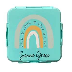 Personalised Mint Lunch Box - Love Rainbow