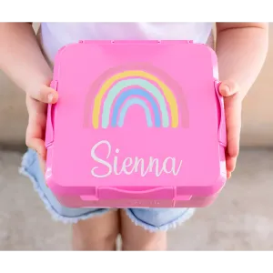 Personalised Pink Lunch Box - Pastel Rainbow