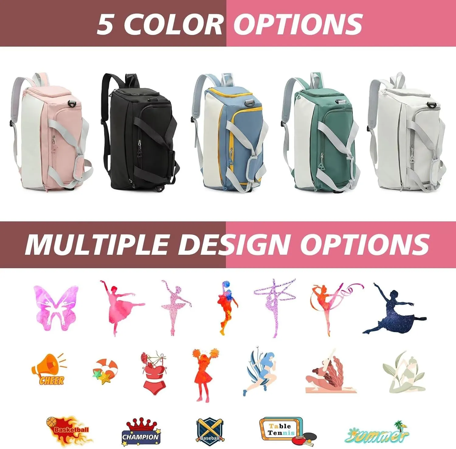 Personalized Custom Sports Gym Bag - Wet & Dry Compartment, Shoe Storage, Travel & Overnight Bag for Men & Women