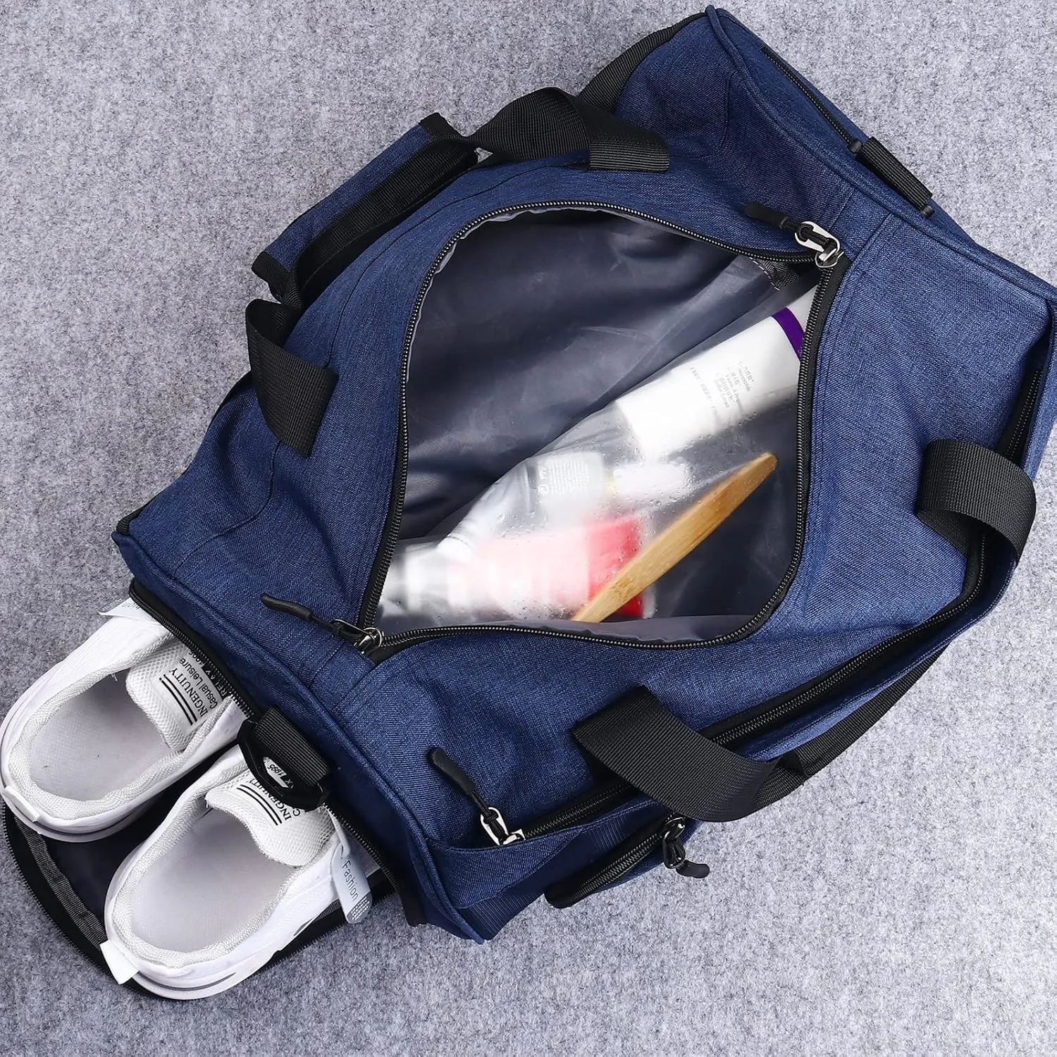 Personalized Duffel Bag, Custom Embroidered Gym Bag, Gym Bag with Shoe Compartment & Wet Dry Pockets, Sports Gym Travel Bag for Women & Men (Gray, L)