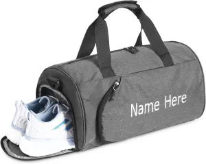 Personalized Duffel Bag, Custom Embroidered Gym Bag, Gym Bag with Shoe Compartment & Wet Dry Pockets, Sports Gym Travel Bag for Women & Men (Gray, L)