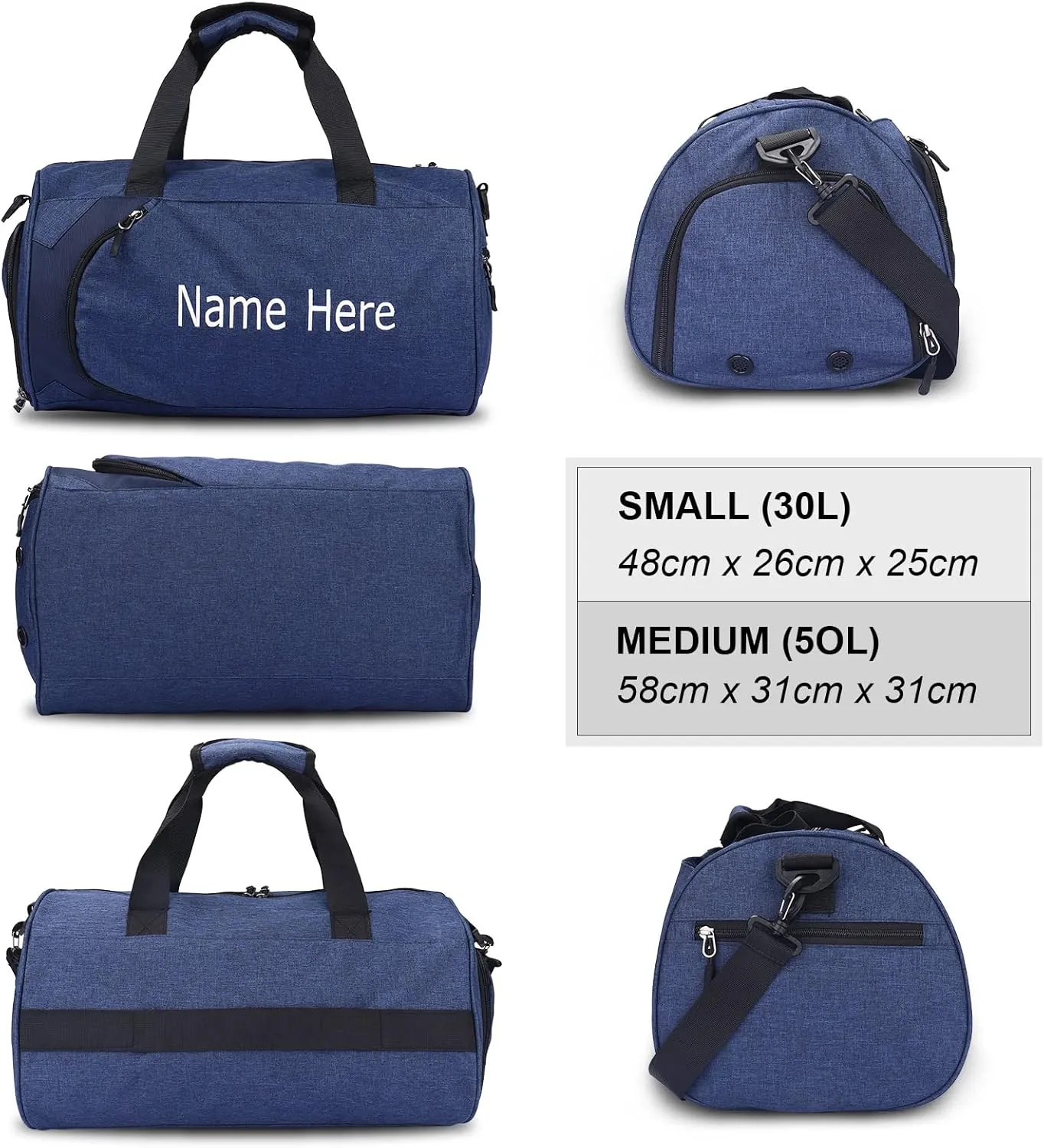 Personalized Duffel Bag, Custom Embroidered Gym Bag, Gym Bag with Shoe Compartment & Wet Dry Pockets, Sports Gym Travel Bag for Women & Men (Gray, L)