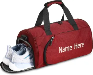 Personalized Duffel Bag, Custom Embroidered Gym Bag, Gym Bag with Shoe Compartment & Wet Dry Pockets, Sports Gym Travel Bag for Women & Men (Red, L)