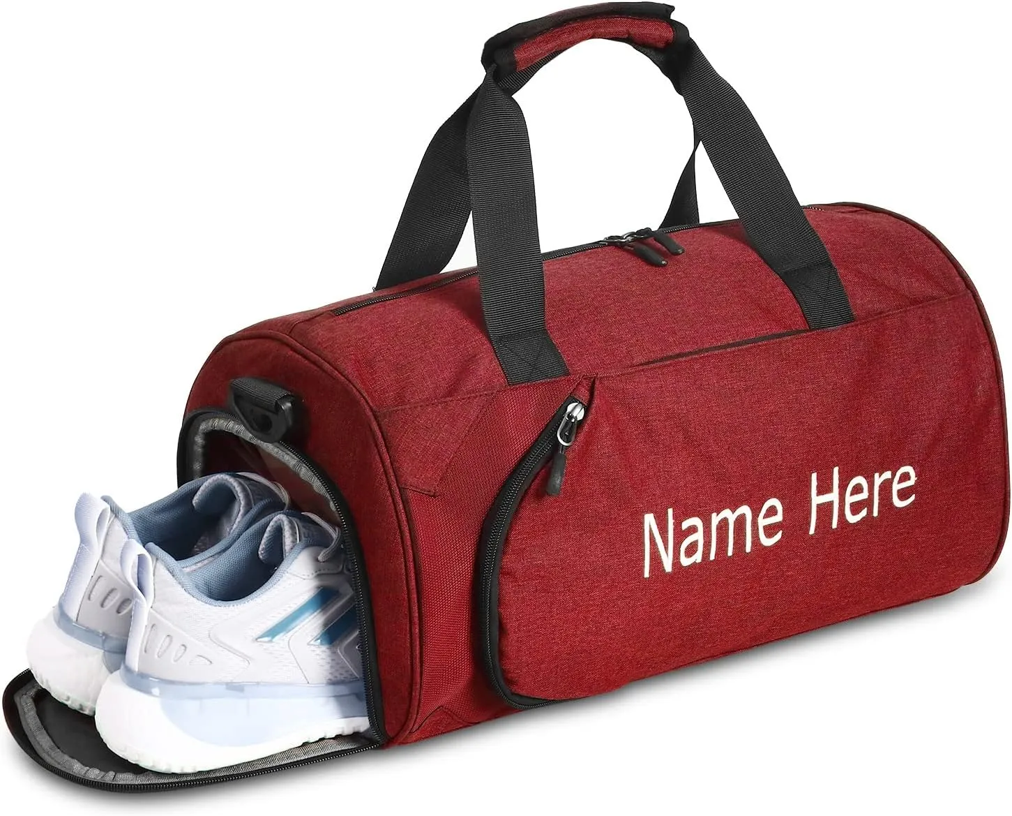 Personalized Duffel Bag, Custom Embroidered Gym Bag, Gym Bag with Shoe Compartment & Wet Dry Pockets, Sports Gym Travel Bag for Women & Men (Red, L)