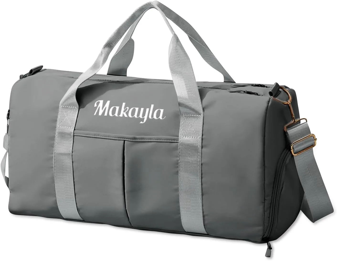 Personalized Duffel Gym Bag for Women,Custom Embroidered Name Weekend Overnight Bag with Shoe Compartment Wet/Dry Pocket