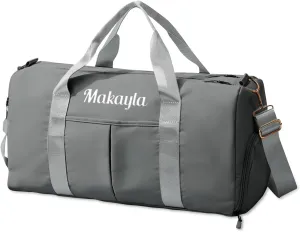 Personalized Duffel Gym Bag for Women,Custom Embroidered Name Weekend Overnight Bag with Shoe Compartment Wet/Dry Pocket