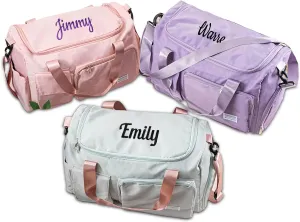 Personalized Duffle Bag Embroidered Name,Custom Travel Bag, Large Capacity Foldable Dry/Wet Bag with Shoe Compartment for Women/Men,Dance Gym Travel Weekender Overnight Bag