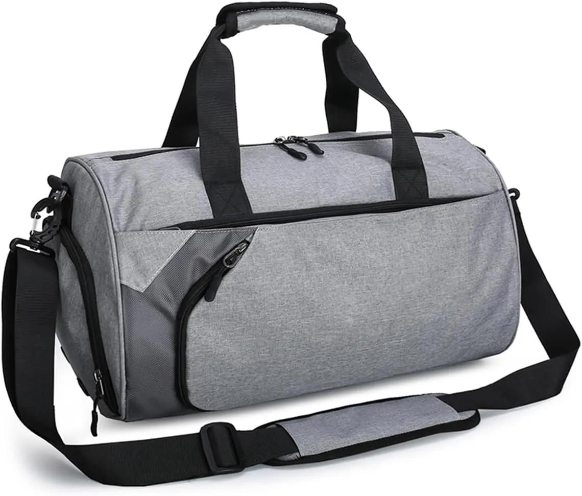 Personalized Duffle Bag for Women Men with Shoes Compartment Dry and Wet Space Individual Custom Gym Bags with Picture Text (Grey, Medium)