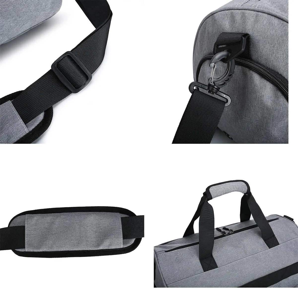 Personalized Duffle Bag for Women Men with Shoes Compartment Dry and Wet Space Individual Custom Gym Bags with Picture Text (Grey, Medium)