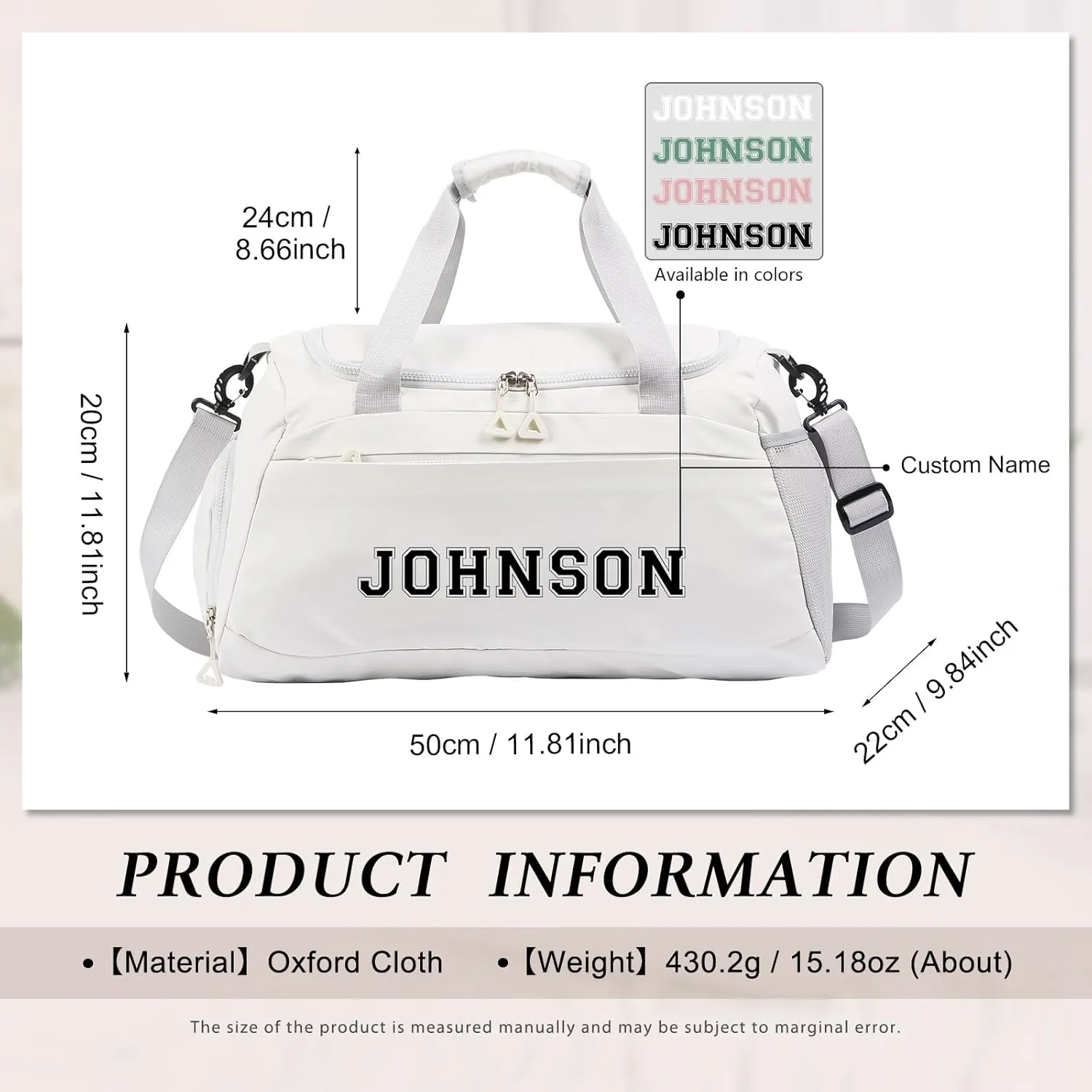 Personalized Duffle Bags for Women - Custom Name Sports Gym Bag with Wet Dry Pockets & Shoe Compartment, Travel Bags for Women Men