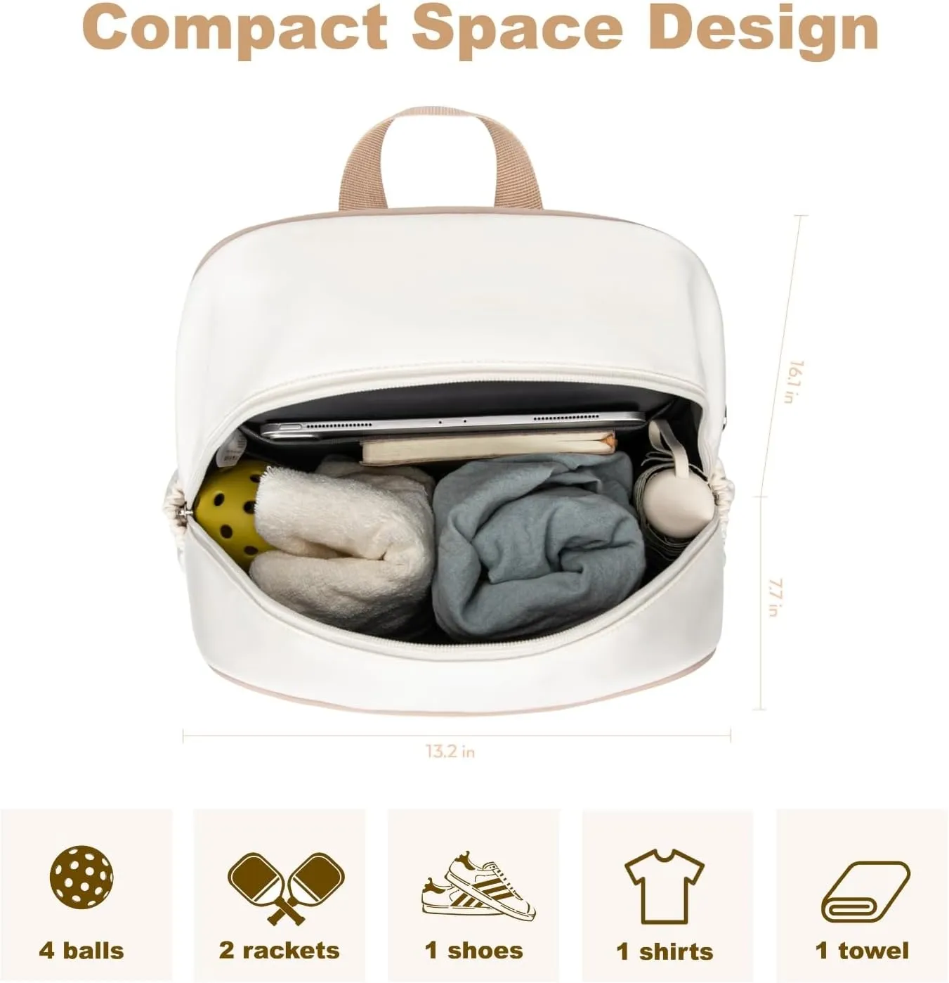 Pickleball Bag, Quilted Pickleball Backpack with Shoe Compartment & Waterproof Pocket, Pickle Ball Paddle Bag Fits 2 to 4 Paddles for Women and Men