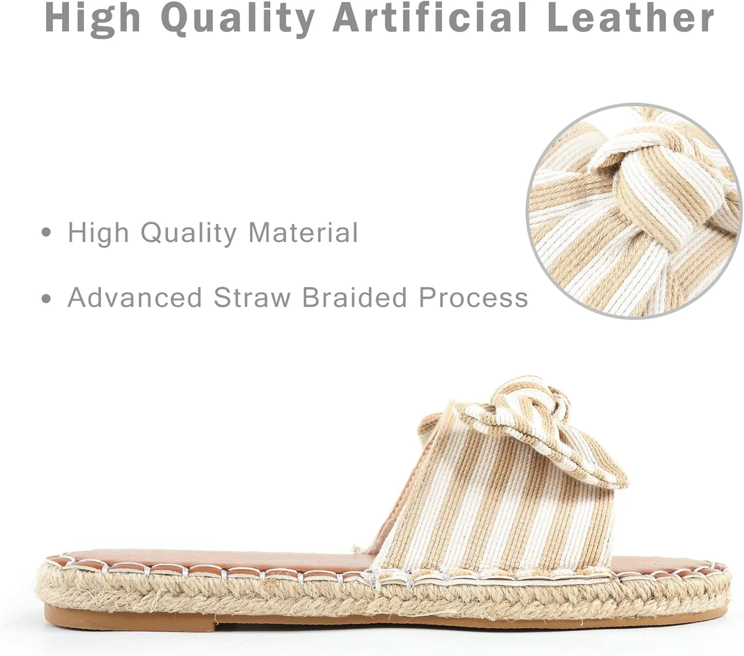Pilipala Women Straw Slippers Straw Woven Beach Slide Sandals Slip on Flat Open Toe Casual Summer Shoes Espadrille