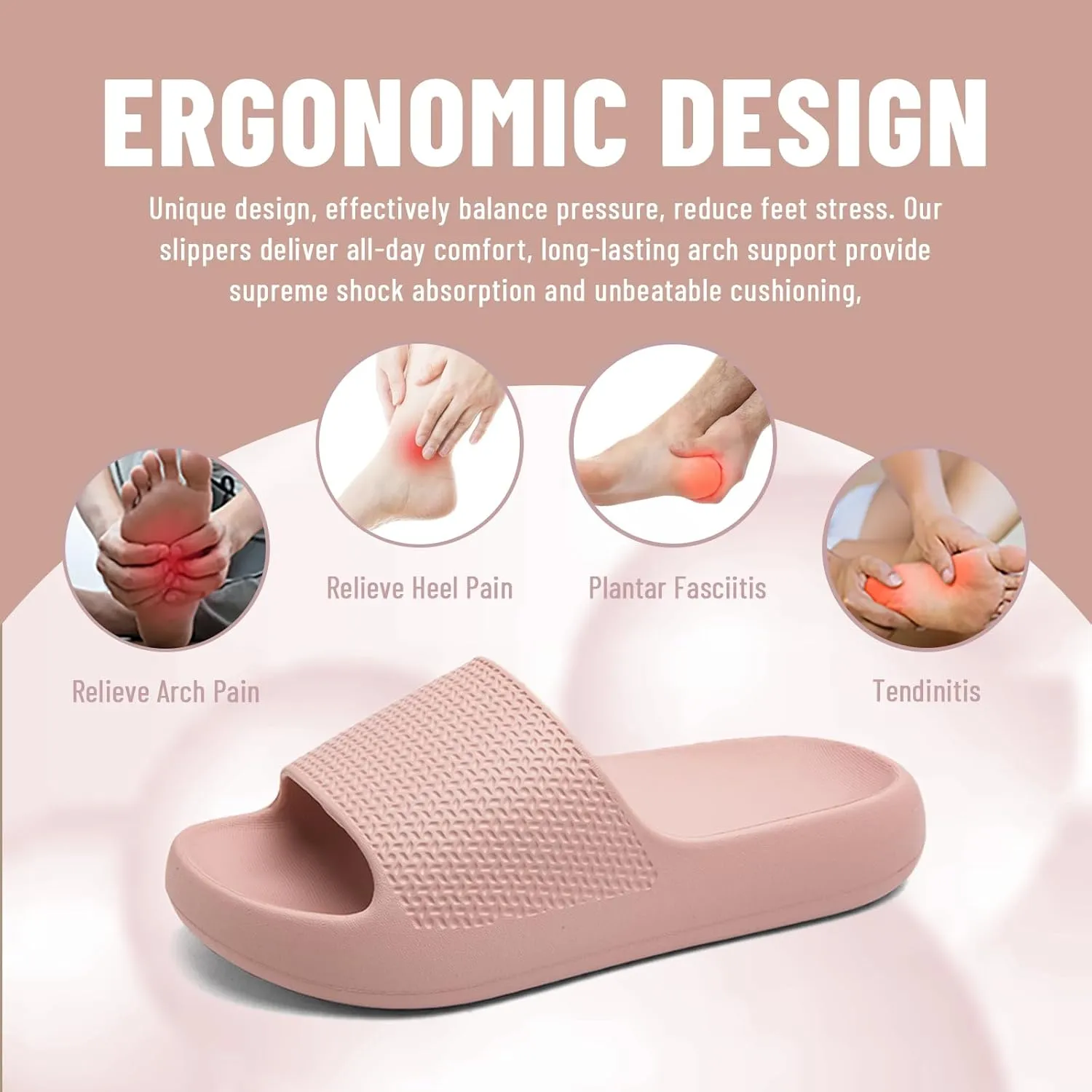Pillow Slippers for Women and Men Non Slip Quick Drying Shower Cloud Slide Sandals Thick Sole, Non-Slip, Easy to Clean Indoor And Outdoor Slippers with Arch Support