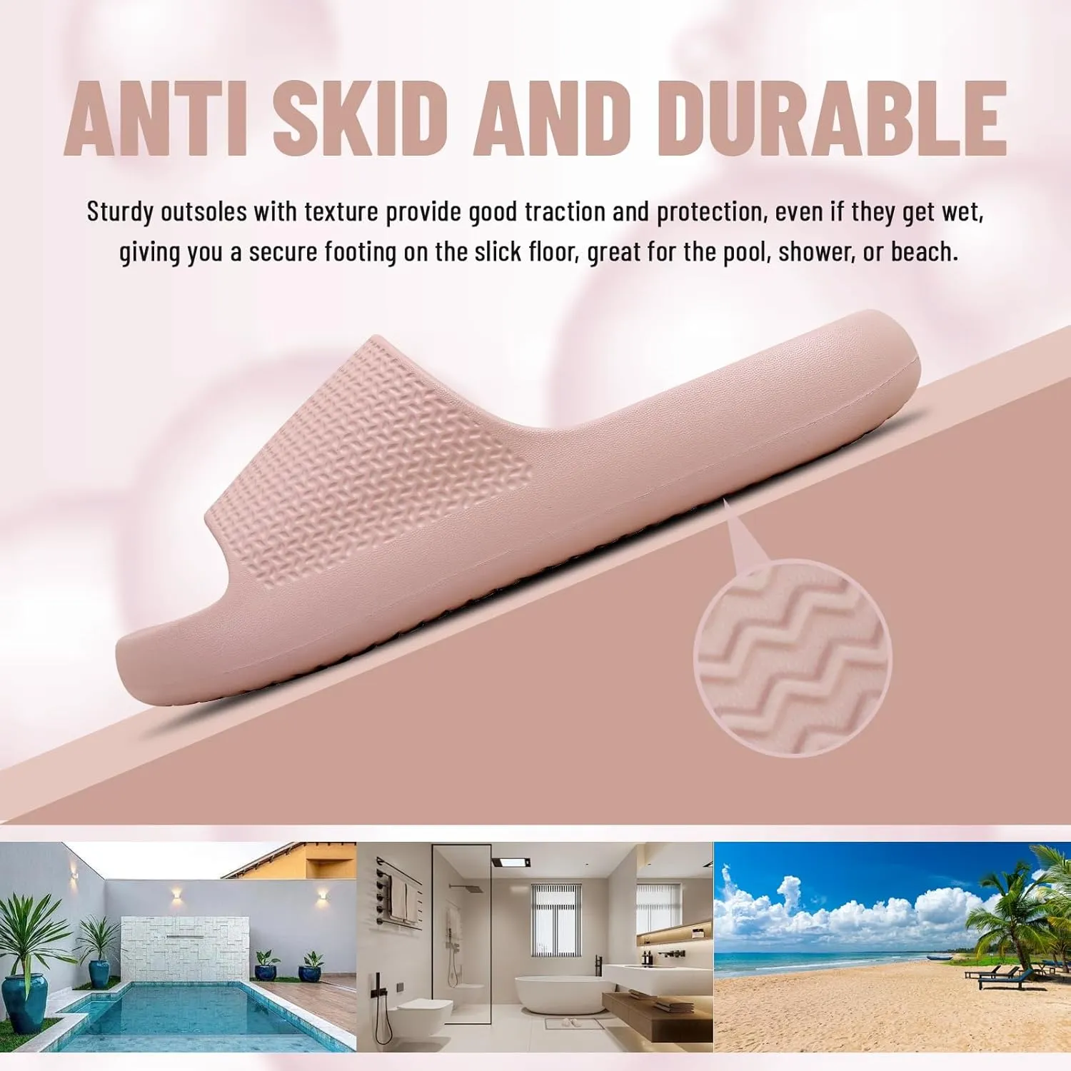 Pillow Slippers for Women and Men Non Slip Quick Drying Shower Cloud Slide Sandals Thick Sole, Non-Slip, Easy to Clean Indoor And Outdoor Slippers with Arch Support