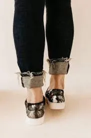 Pine Top Pewter Cowhide Sneaker