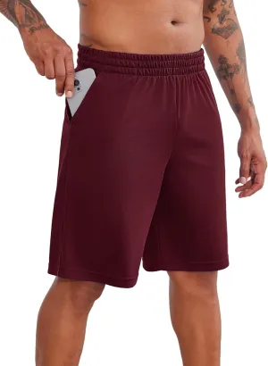 PINSPARK Mens Basketball Shorts with Pockets - 10" Quick Dry Lightweight Athletic Shorts Mesh Gym Shorts for Men