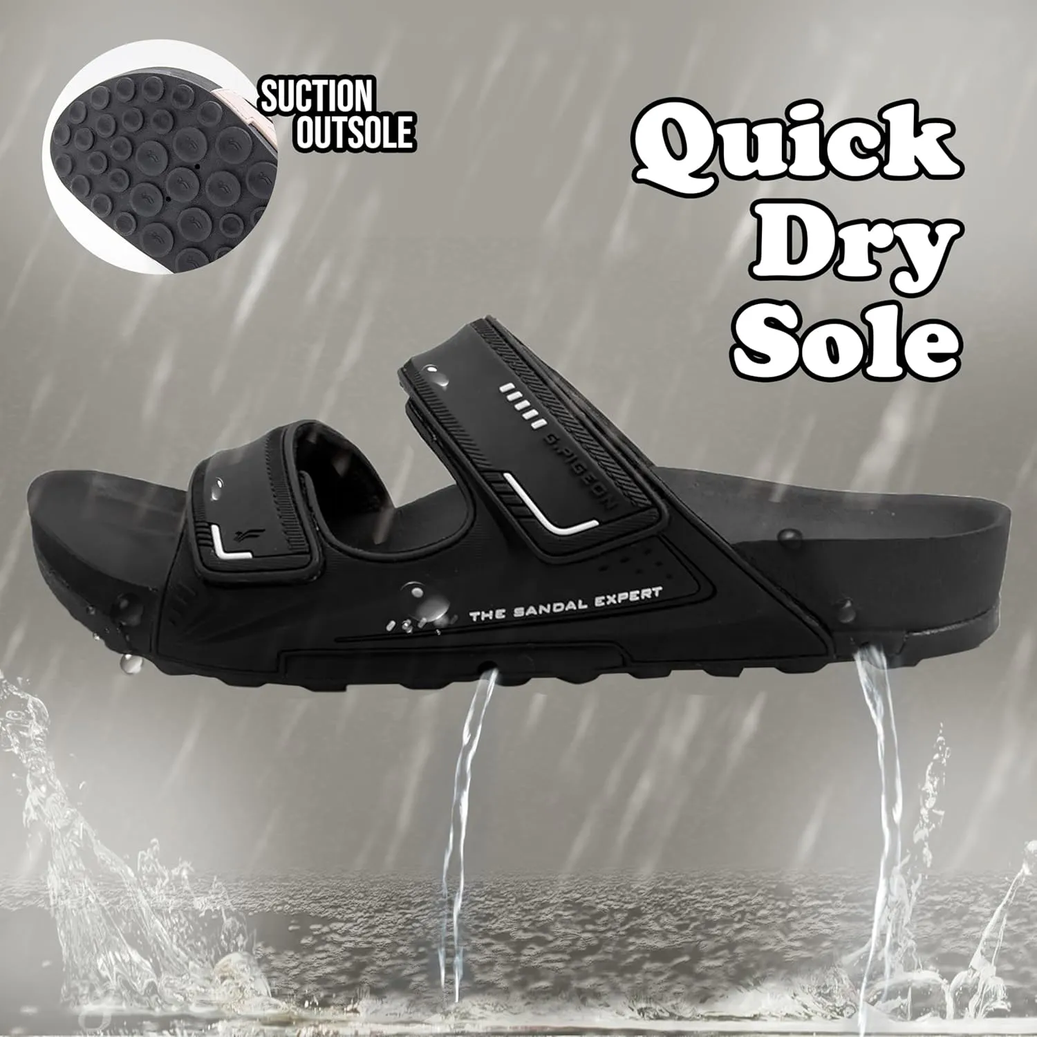 PIRO Unisex Orthoheel High Density Gel Slide Sandals Water Release Sole