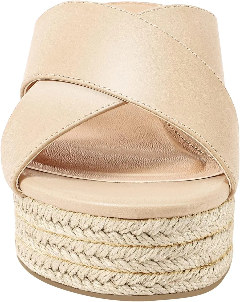 PIZZ ANNU Women's Misty Criss Cross Platform Wedge Sandals Open Toe Espadrille Heels Sandals for Casual Summer Slide Shoes