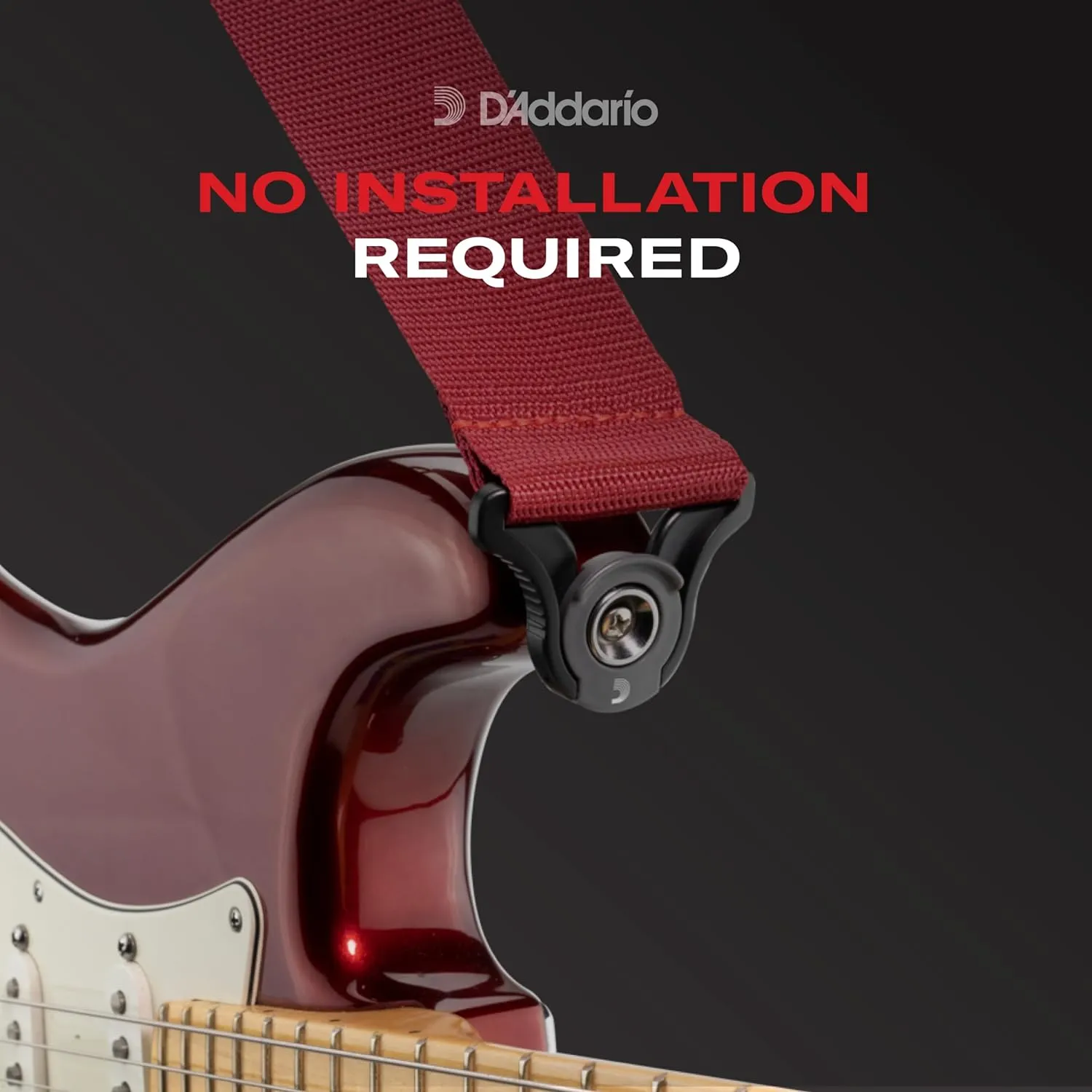 Planet Waves D'Addario Auto Lock Guitar Strap - Acoustic & Electric Accessories - Easy to Use Locking Straps - Uses Existing Buttons - Nylon - Black
