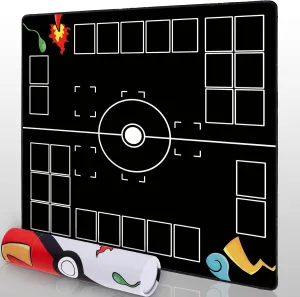 Playmat for Game with Tube - Stitched Play Mat for Card Gameplay with Zones, 2 Player Trainer Game Playing Mat (Black)