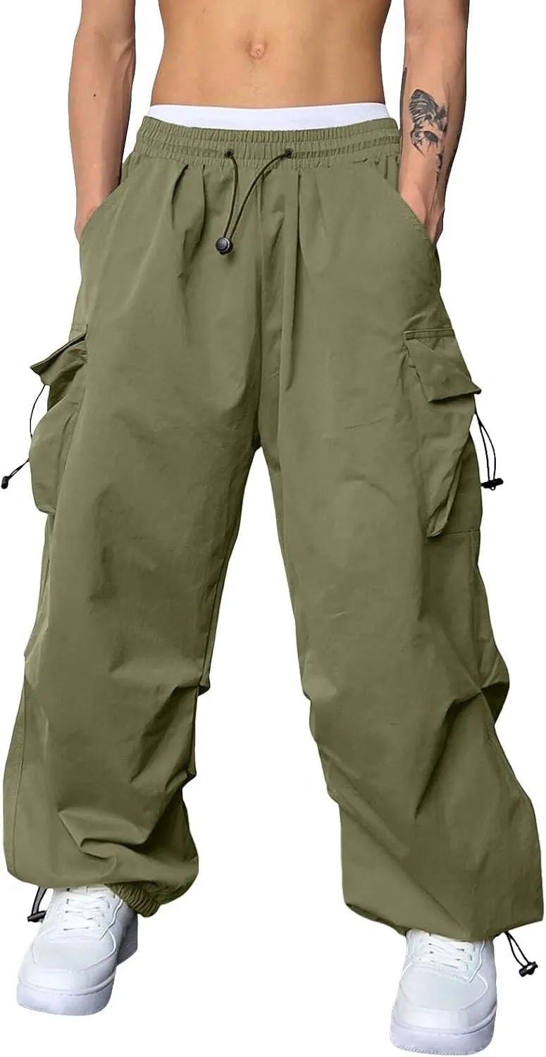 Plus Size Cargo Pant Men Stretchy Casual Joggers Elastic Waist Hiking Pant with Multiple Pockets