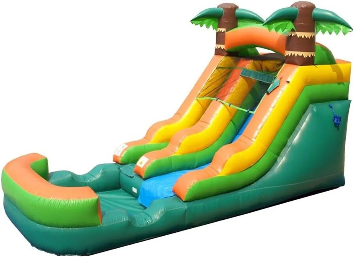 Pogo Bounce House Inflatable Water Slide for Kids & Toddlers with Inflatable Pool, Backyard, Park Commercial Use, Outdoor Water Play, Includes Blower Stakes, Splash Pool & Storage Bag, 21' x 9' - 12'