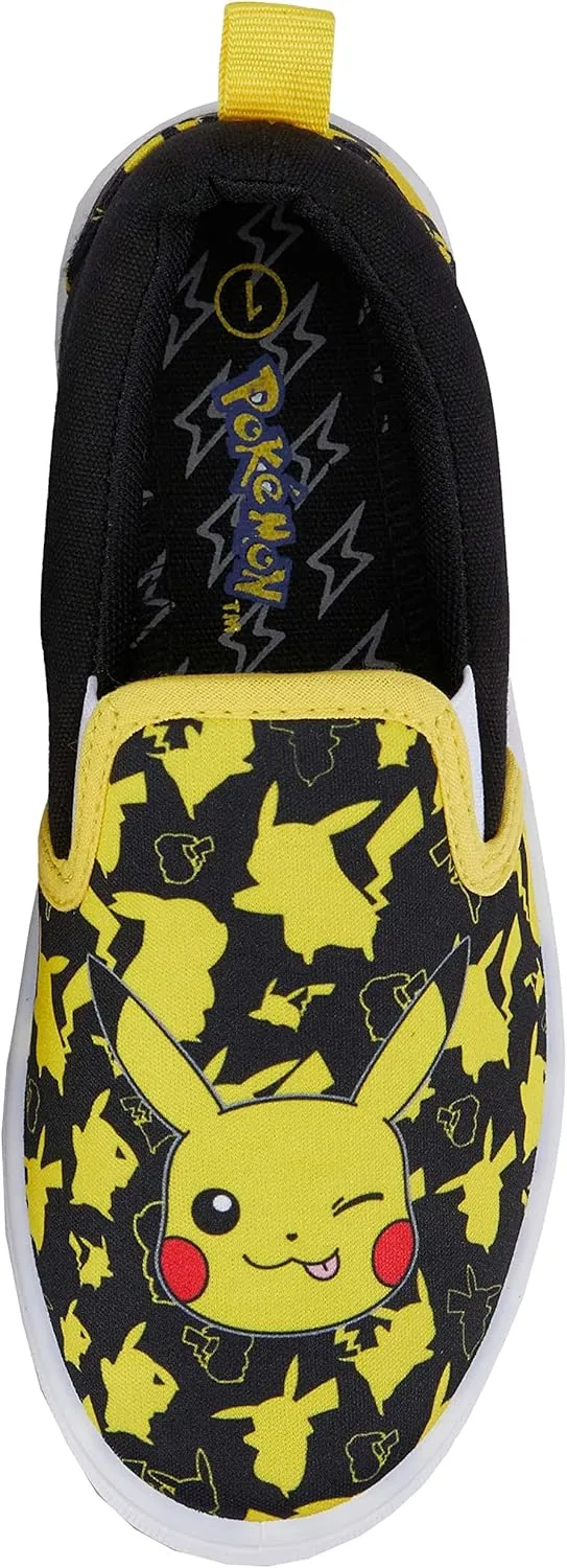 Pokemon Boys Pikachu Slip-On Sneakers - Boys Pikachu Youth Low Top Slip On Sneakers - Pikachu Charizard Canvas Sneakers