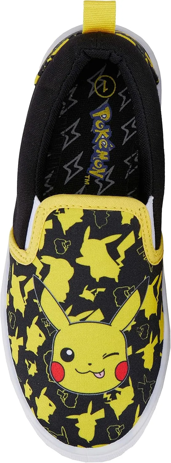 Pokemon Boys Pikachu Slip-On Sneakers - Boys Pikachu Youth Low Top Slip On Sneakers - Pikachu Charizard Canvas Sneakers