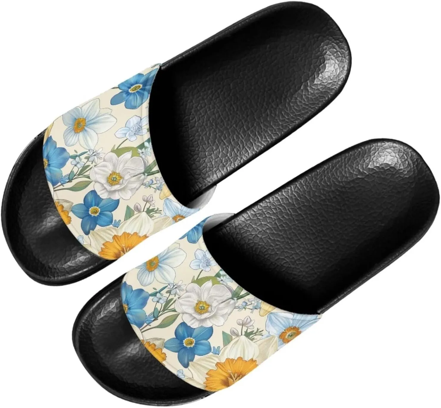 Pool Sandals Women Non Slip Slip on Sandals Women Comfortable Black