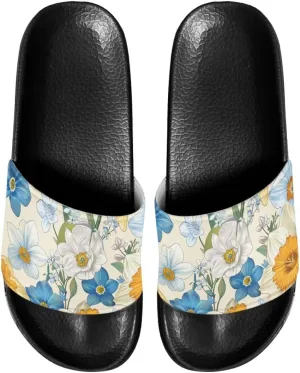Pool Sandals Women Non Slip Slip on Sandals Women Comfortable Black