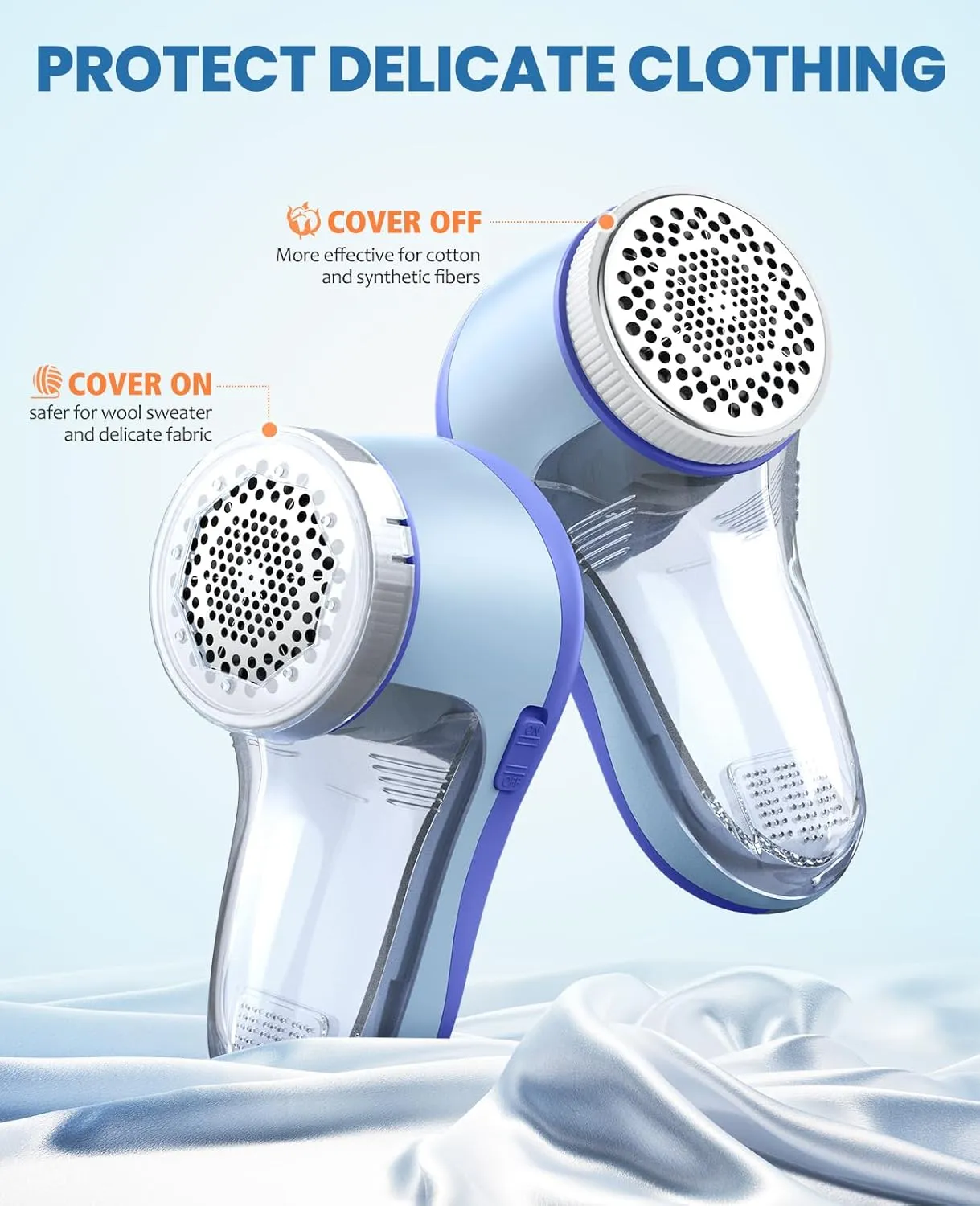 POPCHOSE Fabric Shaver, Lint Remover for Clothes, Electric Lint Shaver with 6-Leaf Blades, Sweater Shavers to Remove Pilling for Clothing, Couch, Furniture, Fuzz, Lint Ball, Bobbles, Bluish-Purple