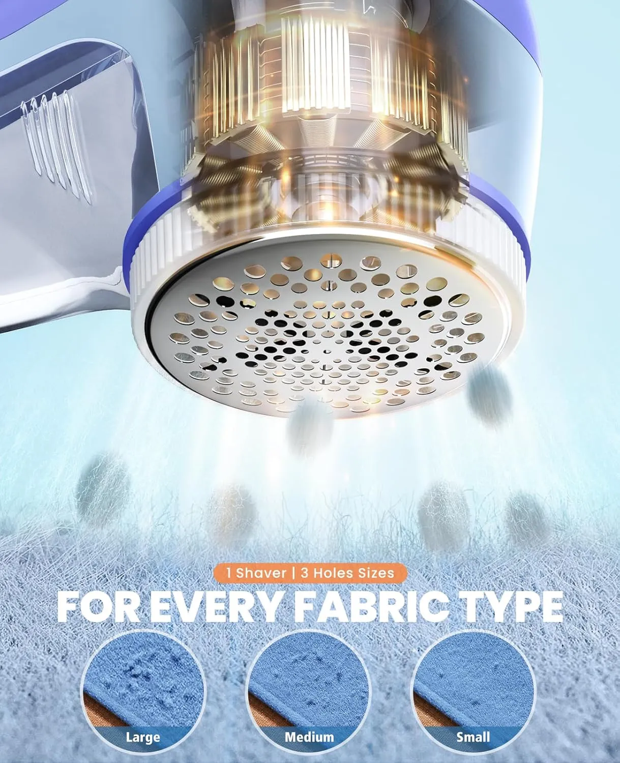 POPCHOSE Fabric Shaver, Lint Remover for Clothes, Electric Lint Shaver with 6-Leaf Blades, Sweater Shavers to Remove Pilling for Clothing, Couch, Furniture, Fuzz, Lint Ball, Bobbles, Bluish-Purple