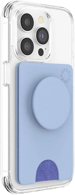 PopSockets Phone Wallet with Expanding Phone Grip, Phone Card Holder, Solid PopWallet - Cornflower Blue