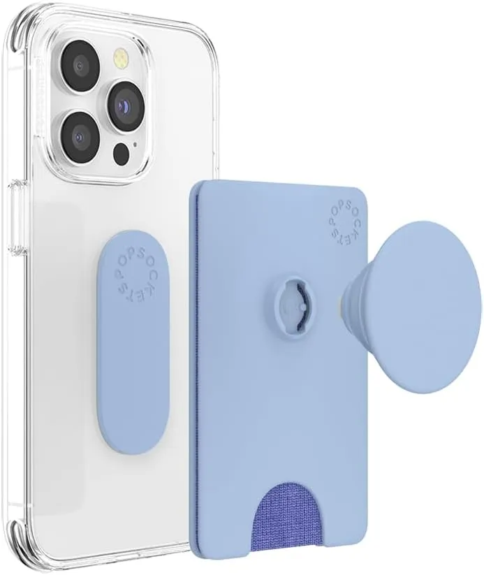 PopSockets Phone Wallet with Expanding Phone Grip, Phone Card Holder, Solid PopWallet - Cornflower Blue